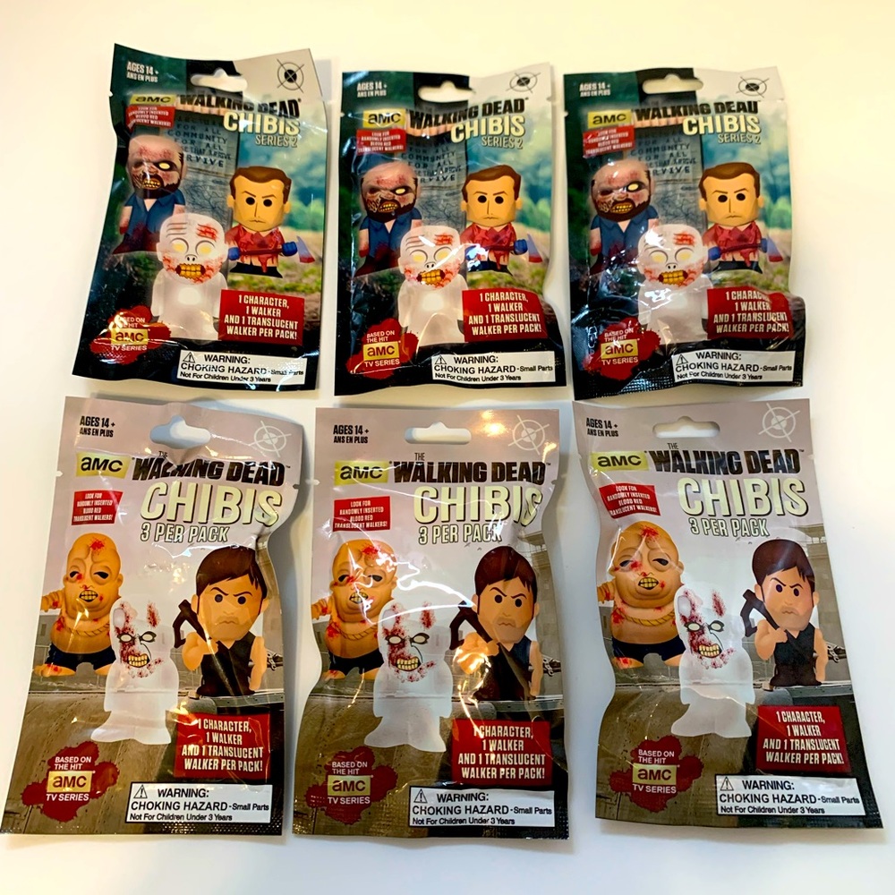 The Walking Dead Chibis Series 1 & 2 bundle of (6) random blind bags new sealed